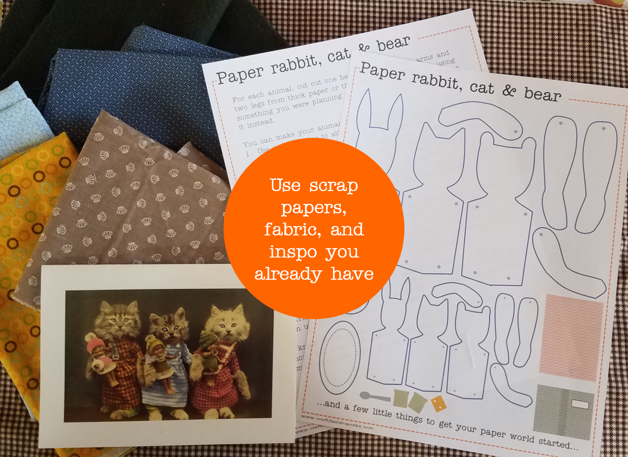 Paper Cat, Rabbit, Bear - Free Activity Pattern